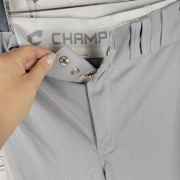 CHAMPRO Standard Womens Medium Open Bottom Baseball Pants Uniform Grey Red - Picture 2 of 5
